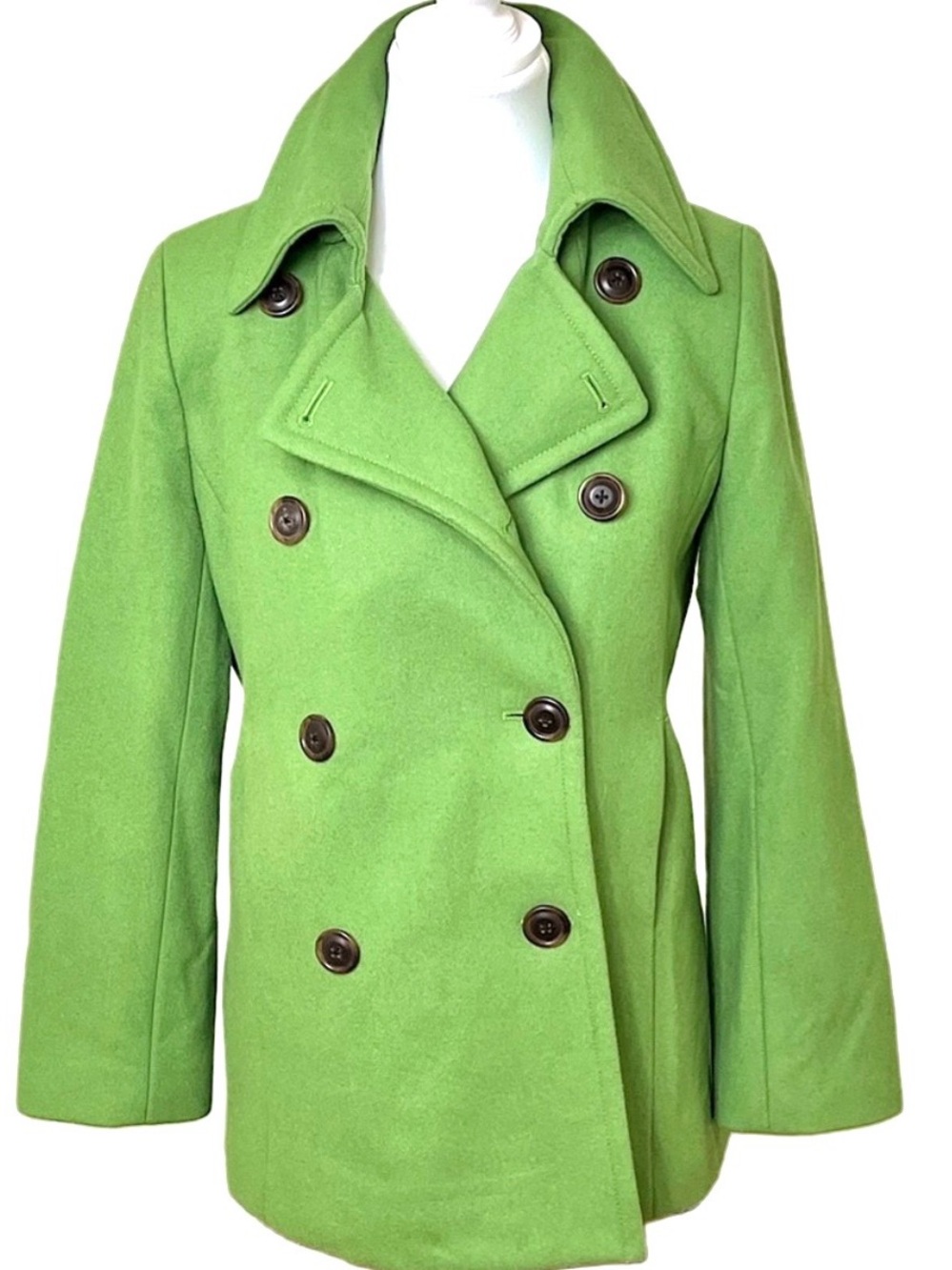J.Crew Vintage Wool Thinsulate Pea Coat Jacket Size S Bright Green